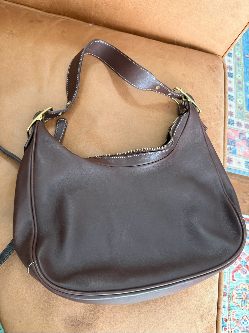Coach Dark Brown Leather Shoulder Hobo Bag